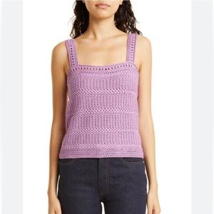 Vince Square Neck Textured Cotton Knit Tank